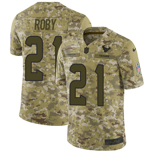 Houston Texans #21 Bradley Roby Camo Men's Stitched Limited 2018 Salute To Service Jersey Men's