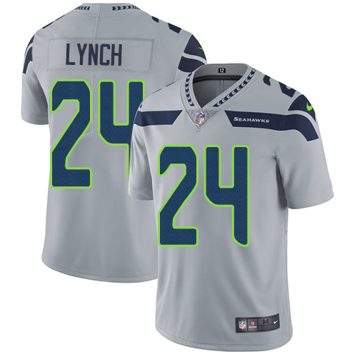Seattle Seahawks #24 Marshawn Lynch Grey Alternate Men's Stitched Vapor Untouchable Limited Jersey Men's