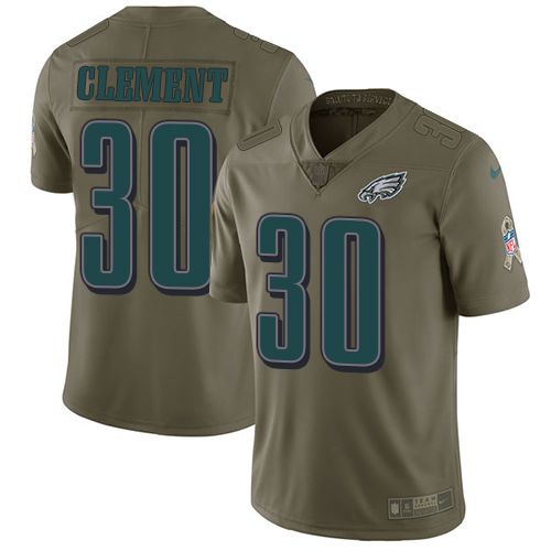 Philadelphia Eagles #30 Corey Clement Olive Men's Stitched Limited 2017 Salute To Service Jersey Men's