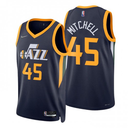 Utah Jazz #45 Donovan Mitchell Navy Mens 2021-22 75th Anniversary Diamond Swingman Jersey - Icon Edition Mens