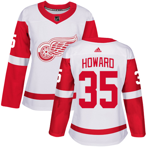 Adidas Detroit Red Wings #35 Jimmy Howard White Road Authentic Women's Stitched Jersey Womens