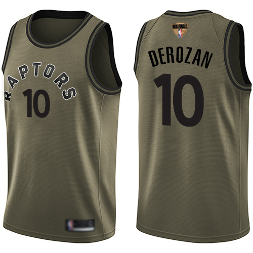Toronto Raptors #10 DeMar DeRozan Green Salute to Service 2019 Finals Bound Swingman Jersey Mens