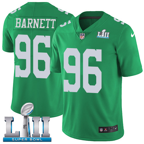 Philadelphia Eagles #96 Derek Barnett Green Super Bowl LII Men's Stitched Limited Rush Jersey Men's