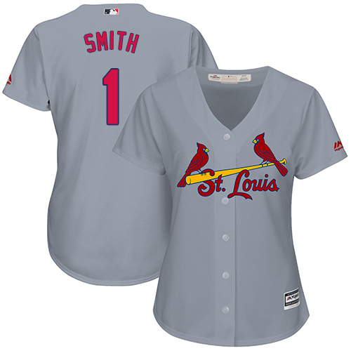 St.Louis Cardinals #1 Ozzie Smith Grey Road Women's Stitched Jersey Womens