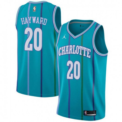 Charlotte Hornets #20 Gordon Hayward Aqua Jordan Swingman Hardwood Classics Jersey Mens