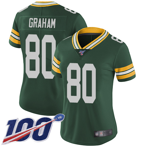 Green Bay Packers #80 Jimmy Graham Green Team Color Women's Stitched 100th Season Vapor Limited Jersey Womens