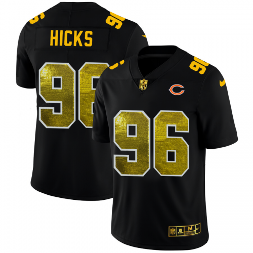 Chicago Chicago Bears #96 Akiem Hicks Men's Black Golden Sequin Vapor Limited Jersey Men's