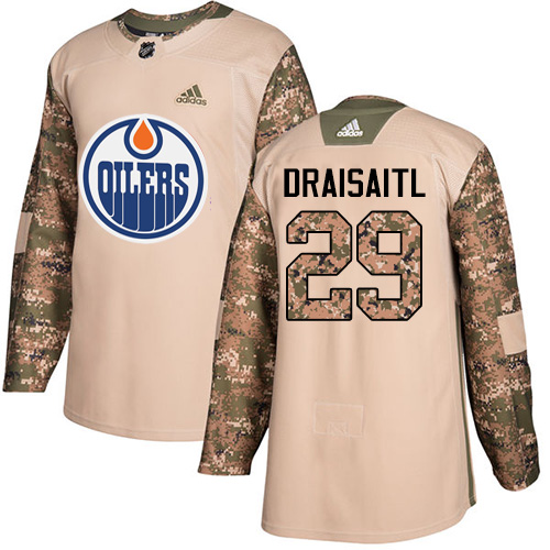 Adidas Edmonton Oilers #29 Leon Draisaitl Camo Authentic 2017 Veterans Day Stitched Jersey Men's