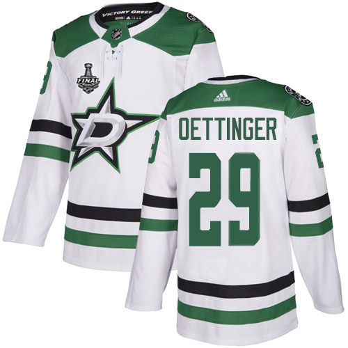 Adidas Dallas Stars #29 Jake Oettinger White Road Authentic Youth 2020 Stanley Cup Final Stitched Jersey Youth