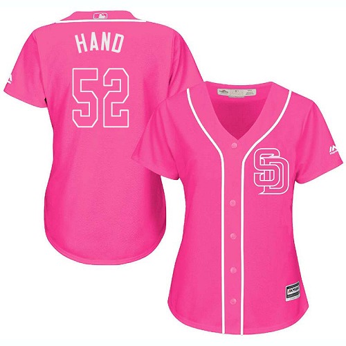 San Diego Padres #52 Brad Hand Pink Fashion Women's Stitched Jersey Womens