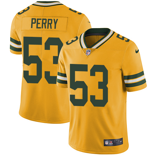 Green Bay Packers #53 Nick Perry Yellow Men's Stitched Limited Rush Jersey Men's