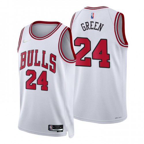 Chicago Bulls #24 Javonte Green White Mens 2021-22 75th Anniversary Diamond Swingman Jersey - Association Edition Mens