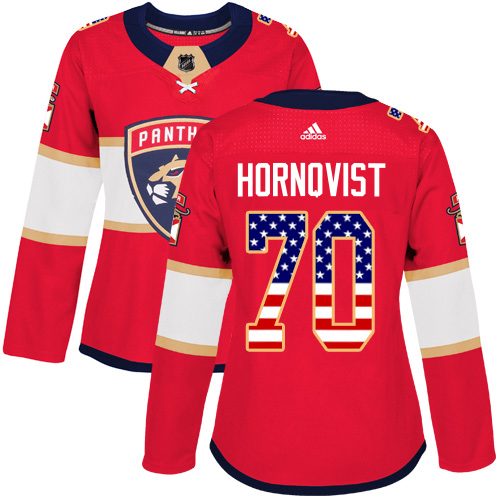 Adidas Panthers #70 Patric Hornqvist Red Home Authentic USA Flag Women's Stitched Jersey