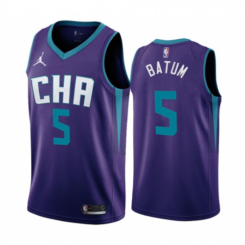 Charlotte Hornets #5 Nicolas Batum Purple 2019-20 Statement Edition Jersey Mens