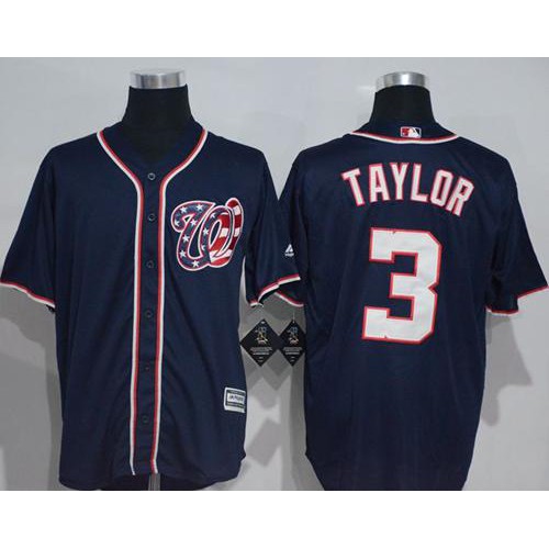 Washington Nationals #3 Michael Taylor Navy Blue New Cool Base Stitched Jersey Men's