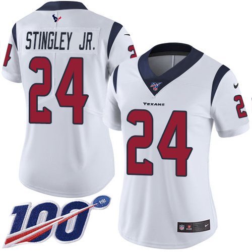 Texans #24 Derek Stingley Jr. White Women's Stitched 100th Season Vapor Untouchable Limited Jersey
