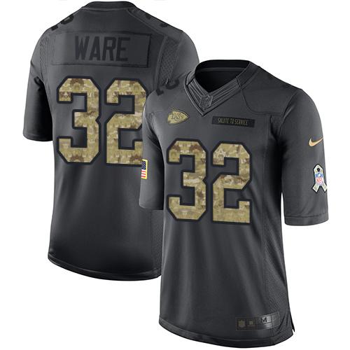 Kansas City Chiefs #32 Spencer Ware Black Men's Stitched Limited 2016 Salute to Service Jersey Men's