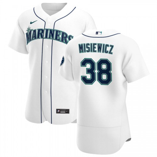 Seattle Seattle Mariners #38 Anthony Misiewicz Men's White Home 2020 Authentic Player Jersey Men's