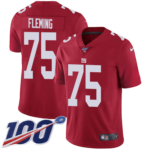 New York Giants #75 Cameron Fleming Red Alternate Men's Stitched 100th Season Vapor Untouchable Limited Jersey Men's