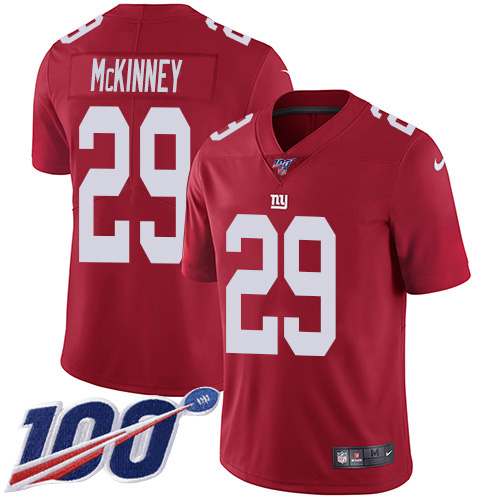New York Giants #29 Xavier McKinney Red Alternate Men's Stitched 100th Season Vapor Untouchable Limited Jersey Men's