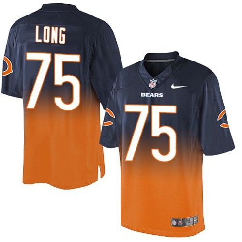 Chicago Bears #75 Kyle Long Navy Blue/Orange Men's Stitched Elite Fadeaway Fashion Jersey Men's