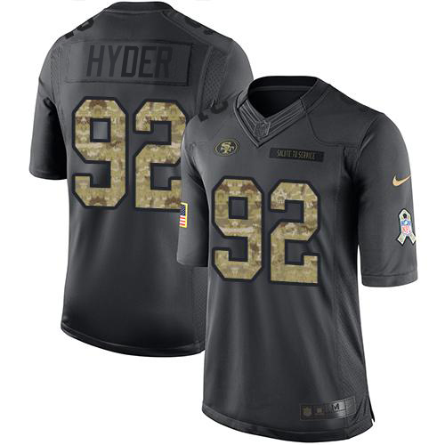 San Francisco 49ers #92 Kerry Hyder Black Youth Stitched Limited 2016 Salute to Service Jersey Youth