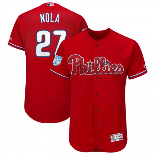 Philadelphia Phillies #27 Aaron Nola Red 2019 Spring Training Flex Base Stitched Jersey Men's