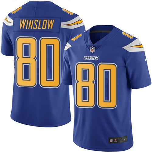 Los Angeles Chargers #80 Kellen Winslow Electric Blue Men's Stitched Limited Rush Jersey Men's