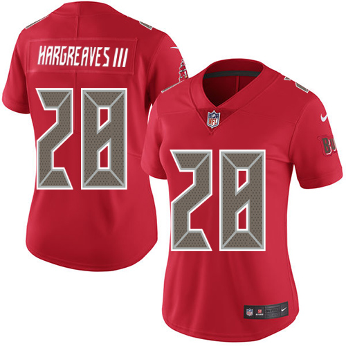 Tampa Bay Buccaneers #28 Vernon Hargreaves III Red Women's Stitched Limited Rush Jersey Womens