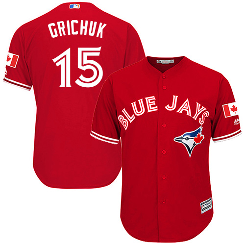 Toronto Blue Jays #15 Randal Grichuk Red Cool Base Canada Day Stitched Youth Jersey Youth
