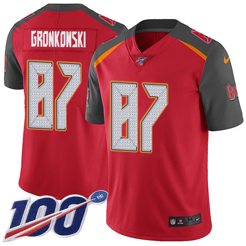 Buccaneers #87 Rob Gronkowski Red Team Color Men's Stitched 100th Season Vapor Untouchable Limited Jersey