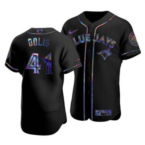 Toronto Toronto Blue Jays #41 Rafael Dolis Men's Iridescent Holographic Collection Jersey - Black Men's