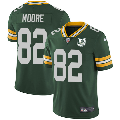 Green Bay Packers #82 J'Mon Moore Green Team Color Men's 100th Season Stitched Vapor Untouchable Limited Jersey Men's