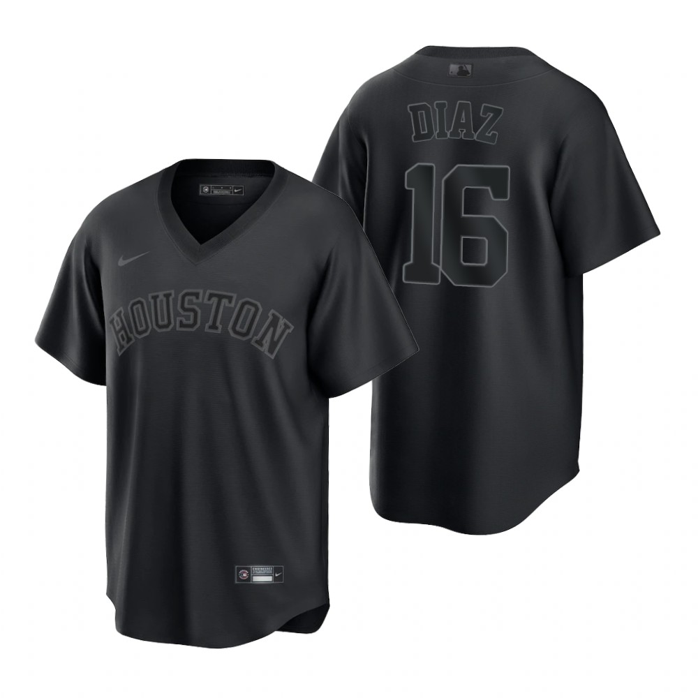 Houston Astros #16 Aledmys Diaz Men's Black Pitch Black Fashion Jersey