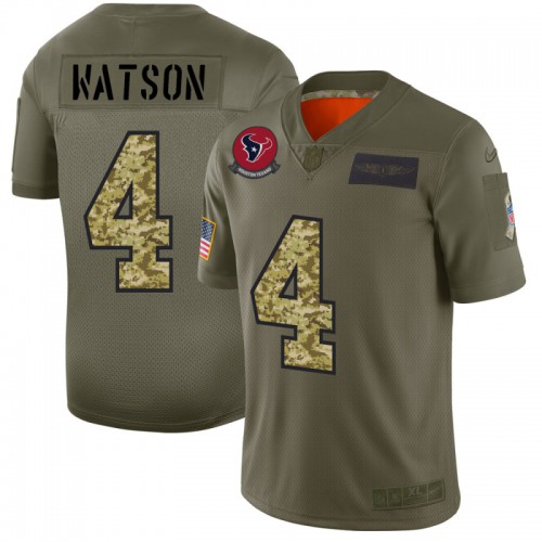 Houston Houston Texans #4 Deshaun Watson Men's 2019 Olive Camo Salute To Service Limited Jersey Men's