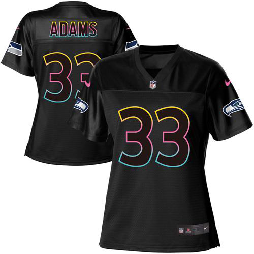 Seahawks #33 Jamal Adams Black Women's Fashion Game Jersey