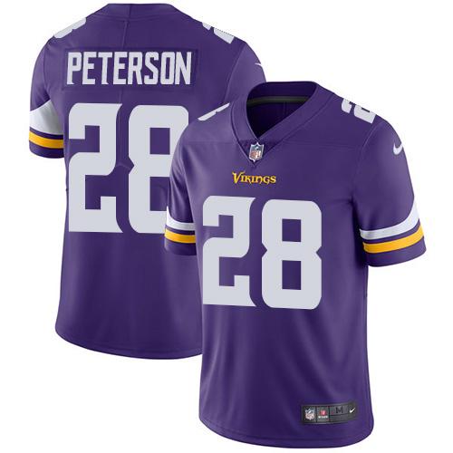 Minnesota Vikings #28 Adrian Peterson Purple Team Color Youth Stitched Vapor Untouchable Limited Jersey Youth