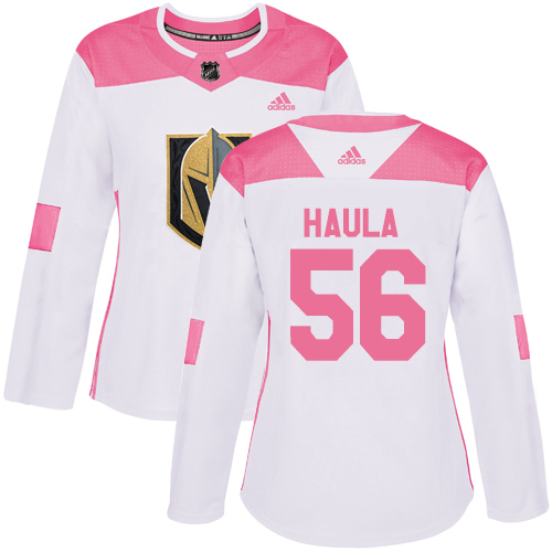 Adidas Golden Vegas Golden Knights #56 Erik Haula White/Pink Authentic Fashion Women's Stitched Jersey Womens