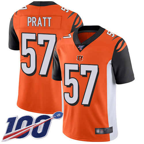 Cincinnati Bengals #57 Germaine Pratt Orange Alternate Youth Stitched 100th Season Vapor Untouchable Limited Jersey Youth
