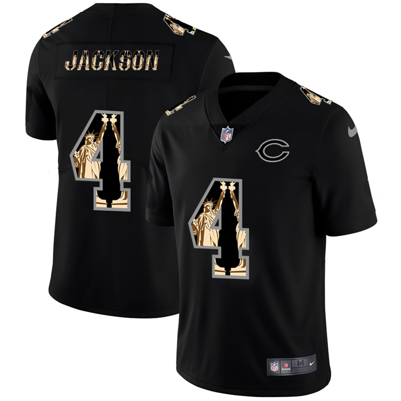 Chicago Bears #4 Eddie Jackson Carbon Black Vapor Statue Of Liberty Limited Jersey