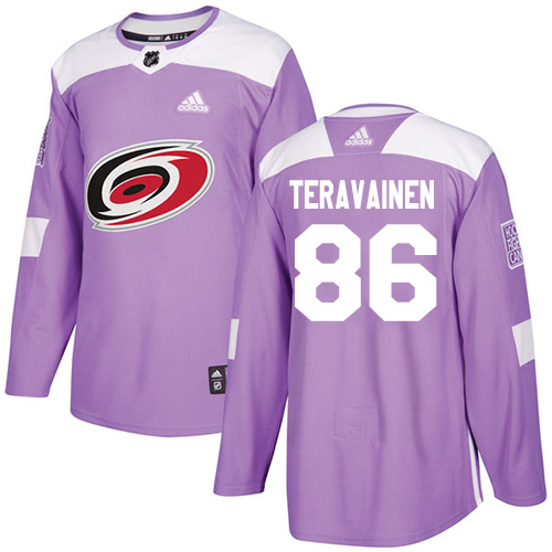 Adidas Carolina Hurricanes #86 Teuvo Teravainen Purple Authentic Fights Cancer Stitched Jersey Men's