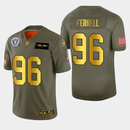 Las Vegas Raiders #96 Clelin Ferrell Men's Olive Gold 2019 Salute to Service Limited 100 Jersey Men's