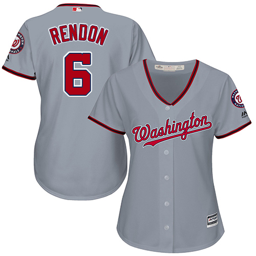 Washington Nationals #6 Anthony Rendon Grey Road Women's Stitched Jersey Womens