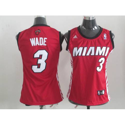 Miami Heat #3 Dwyane Wade Red Alternate Womens Stitched Jersey Womens