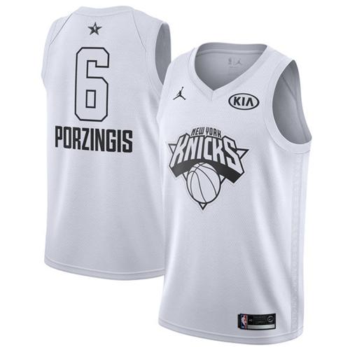 New York Knicks #6 Kristaps Porzingis White Jordan Swingman 2018 All-Star Game Jersey Mens