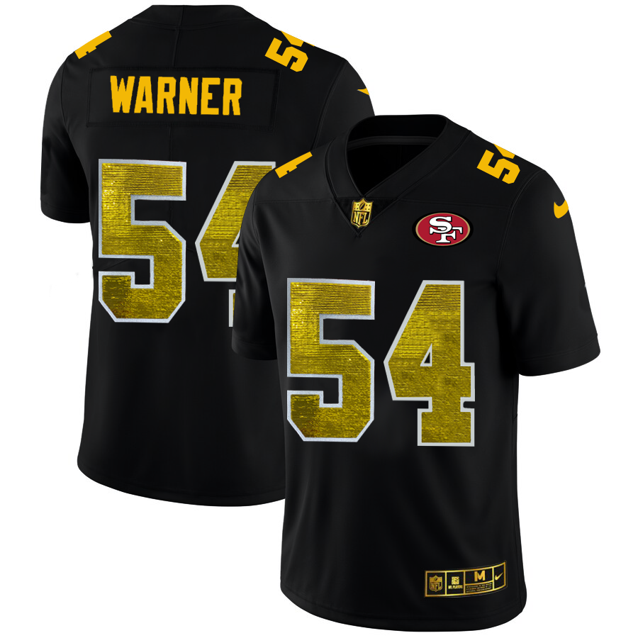 San Francisco 49ers #54 Fred Warner Men's Black Golden Sequin Vapor Limited Jersey