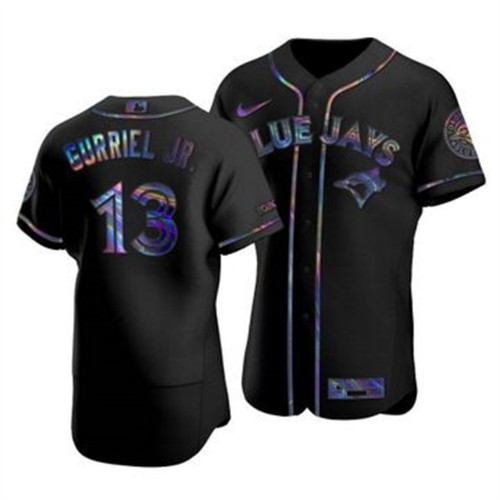 Toronto Toronto Blue Jays #13 Lourdes Gurriel Jr. Men's Iridescent Holographic Collection Jersey - Black Men's