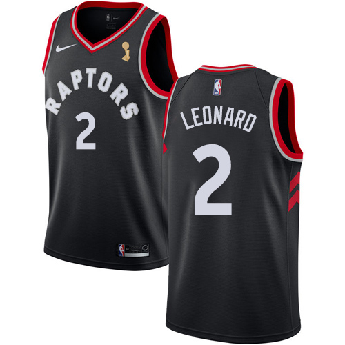 Toronto Raptors #2 Kawhi Leonard Black 2019 Finals Champions Statement Edition Swingman Jersey Mens