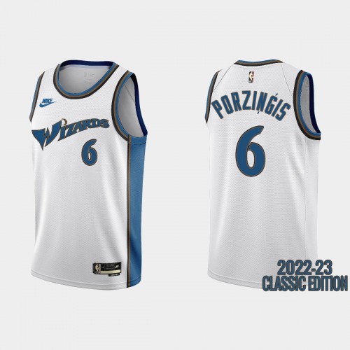 Washington Washington Wizards #6 Kristaps Porzingis White Mens 2022-23 Classic Edition Jersey Mens