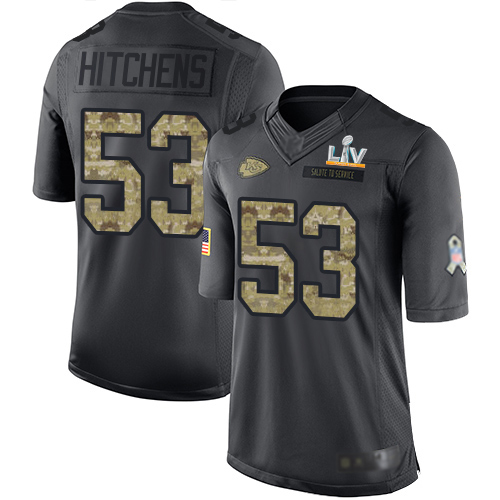 Kansas City Chiefs #53 Anthony Hitchens Black Youth Super Bowl LV Bound Stitched Limited 2016 Salute to Service Jersey Youth